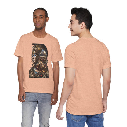 Spartan Warrior Graphic Tee — Mythic Helmet Portrait T‑Shirt