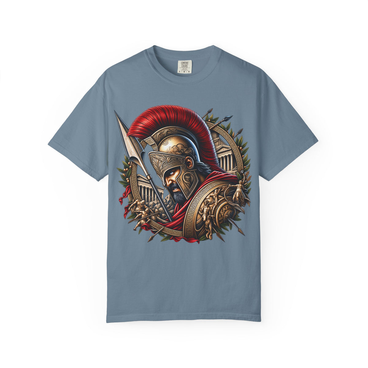 Spartan Warrior T-Shirt — Ancient Greek Helmet & Shield Graphic