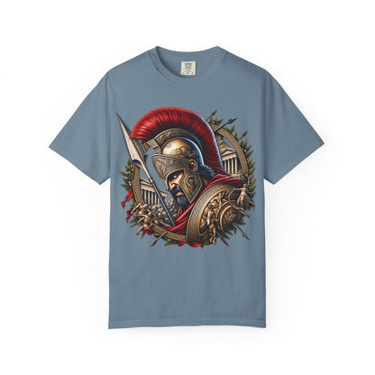 Spartan Warrior T-Shirt — Ancient Greek Helmet & Shield Graphic