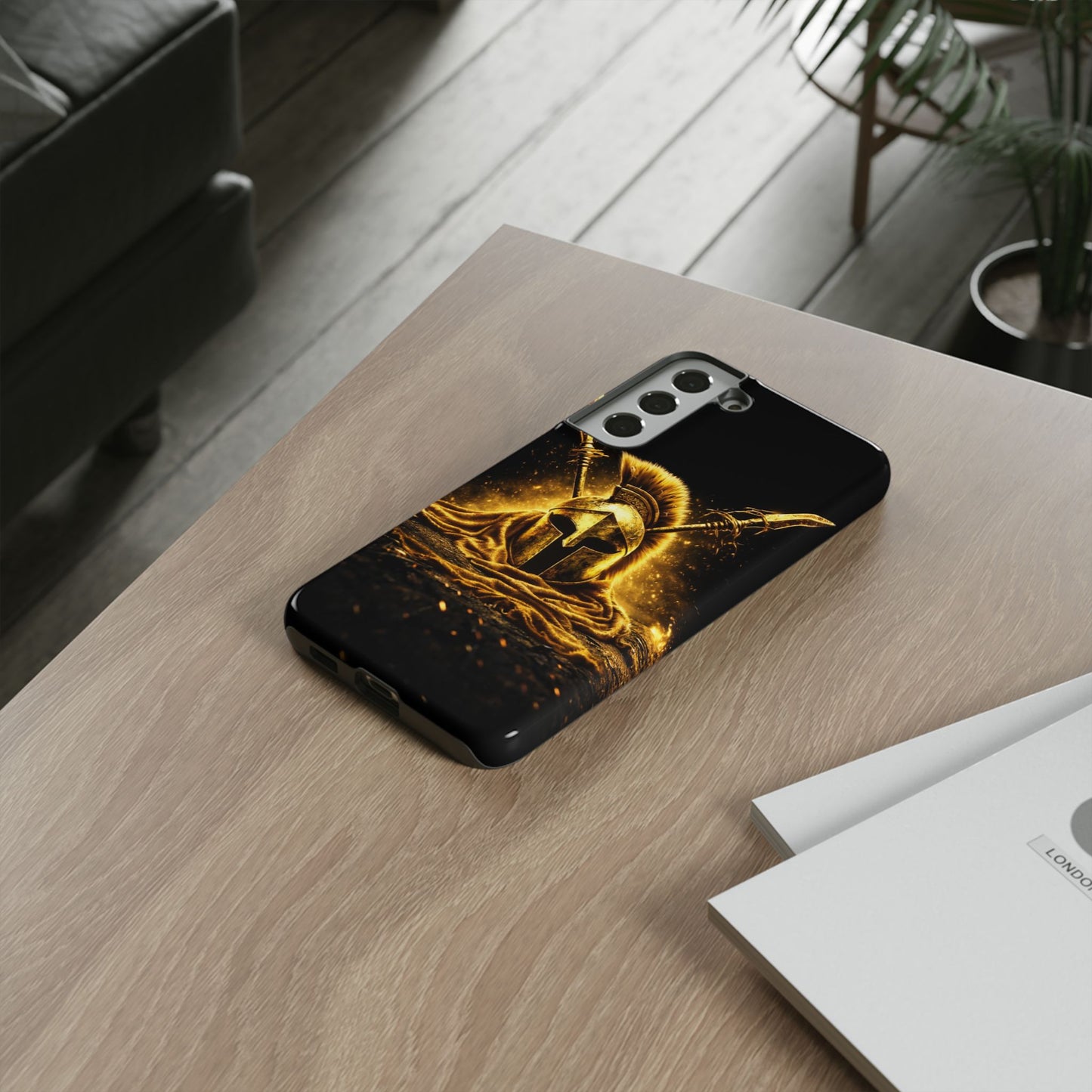 Spartan Helmet Gold Phone Case - Tough Warrior Armor Phone Cover