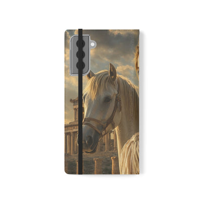 Roman Goddess Horse Portrait Flip Case — Vintage Mythic Phone Wallet