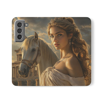 Roman Goddess Horse Portrait Flip Case — Vintage Mythic Phone Wallet