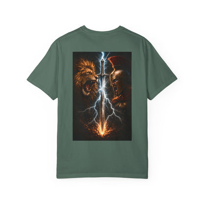Lion vs Spartan Lightning Graphic T-Shirt