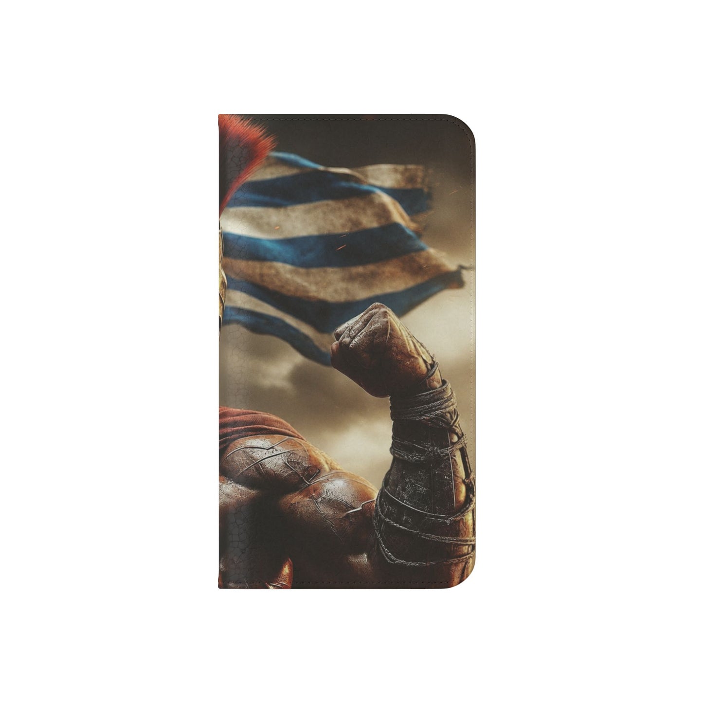 Spartan pride Flip Phone Case - Leather Wallet Flip Case with Greek Flag Design