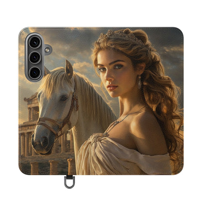 Roman Goddess Horse Portrait Flip Case — Vintage Mythic Phone Wallet