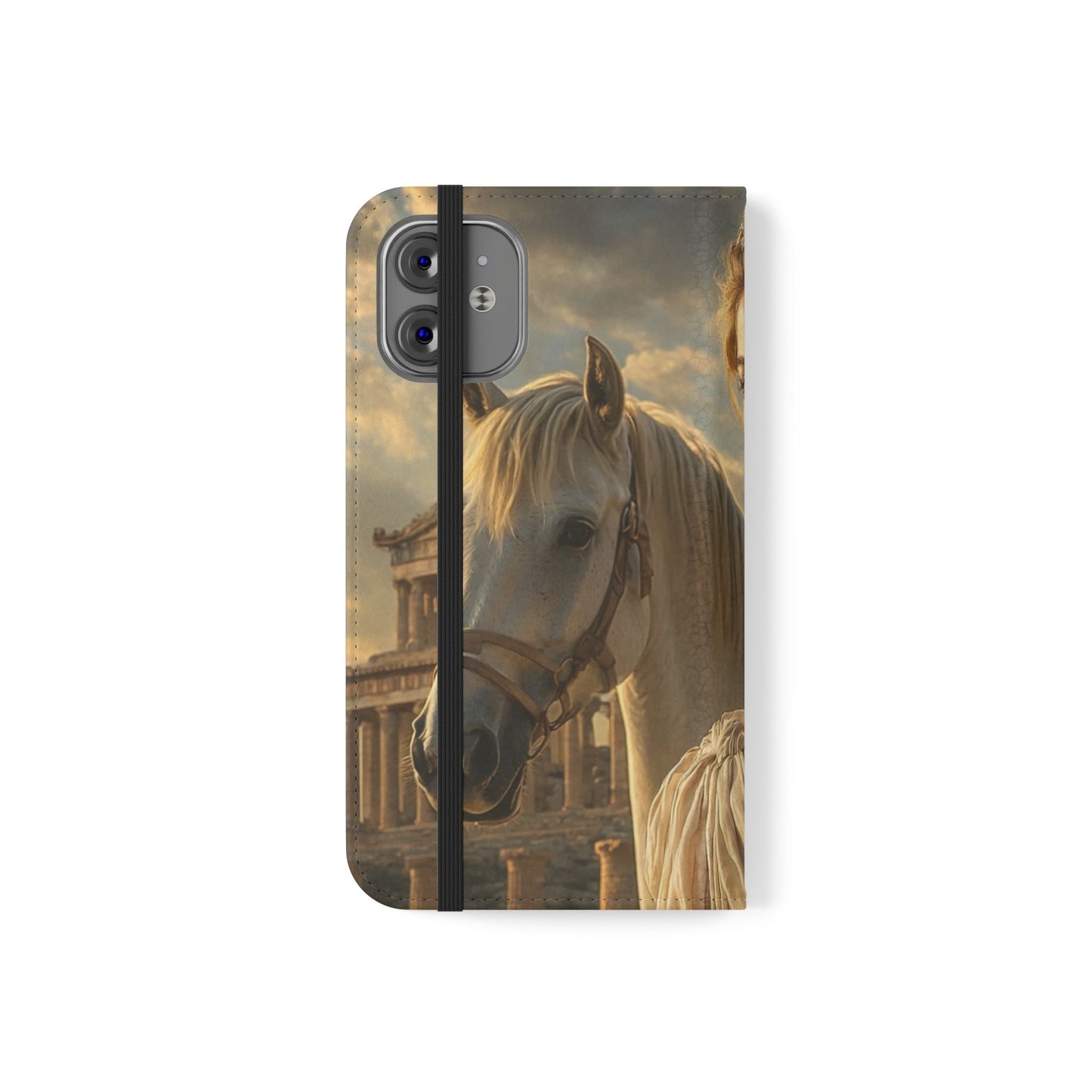 Roman Goddess Horse Portrait Flip Case — Vintage Mythic Phone Wallet