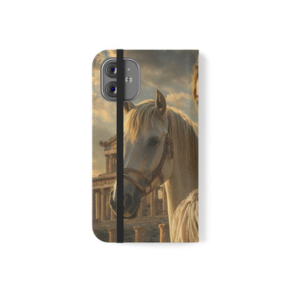 Roman Goddess Horse Portrait Flip Case — Vintage Mythic Phone Wallet