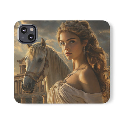 Roman Goddess Horse Portrait Flip Case — Vintage Mythic Phone Wallet