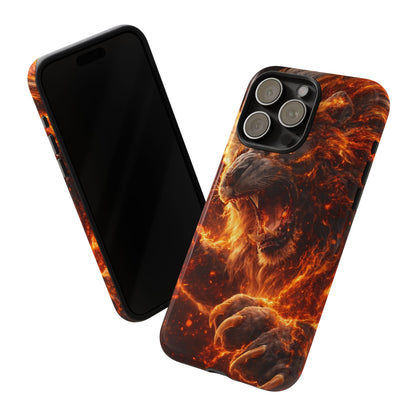 Fire Lion Phone Case — Fierce Flaming Lion Armor for Smartphones