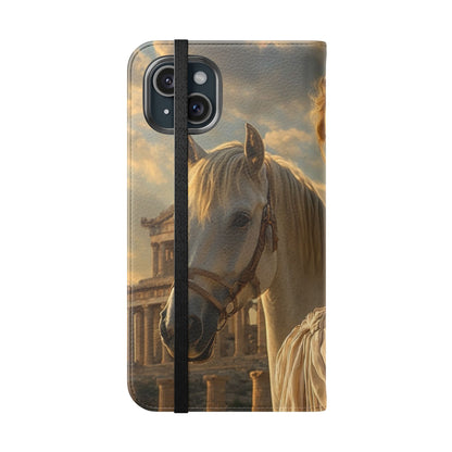 Roman Goddess Horse Portrait Flip Case — Vintage Mythic Phone Wallet