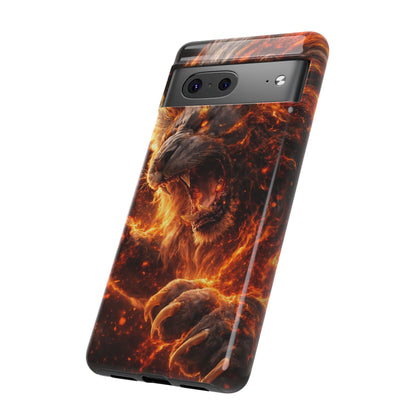 Fire Lion Phone Case — Fierce Flaming Lion Armor for Smartphones