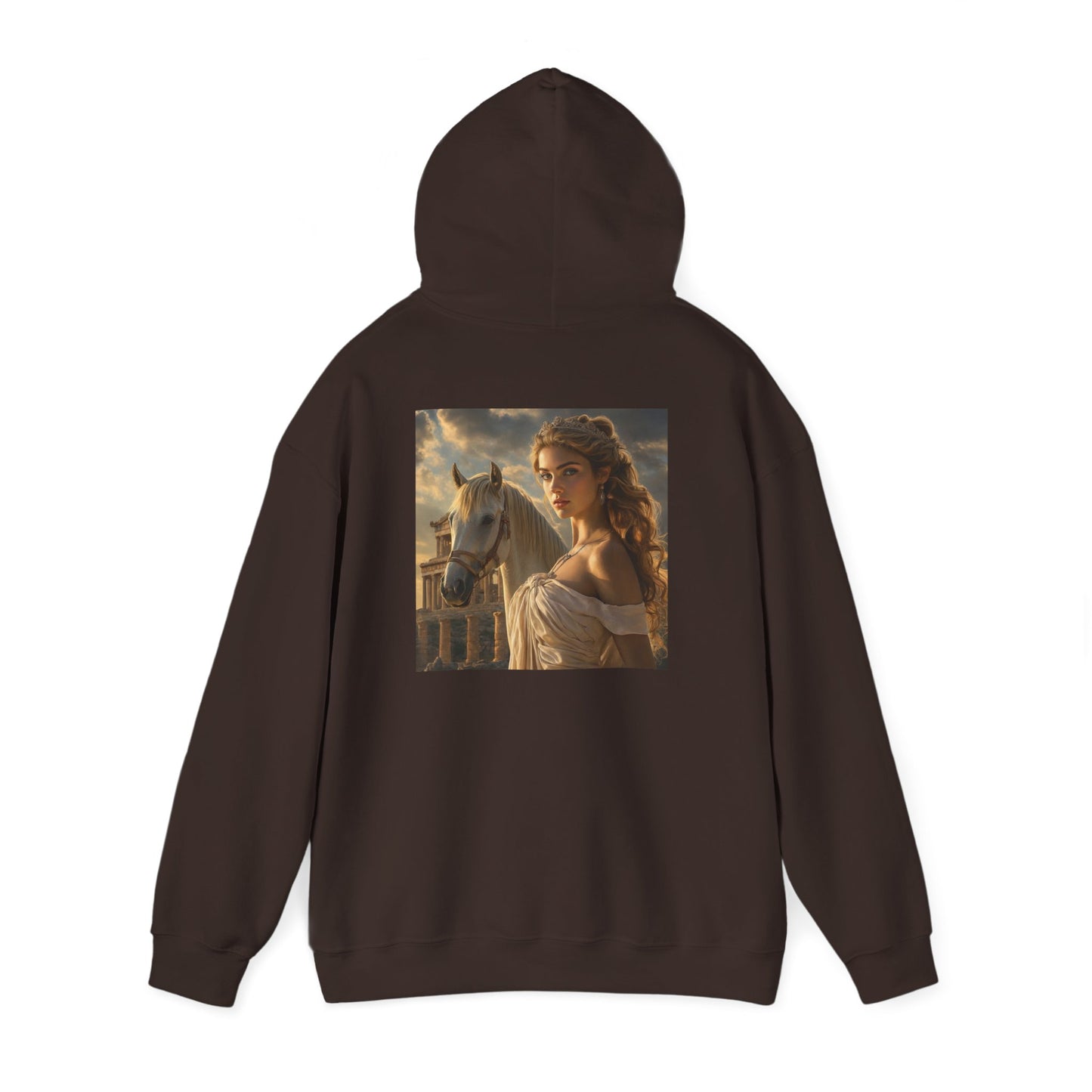Grecian Muse Hoodie — Romantic Woman & Horse Print Pullover