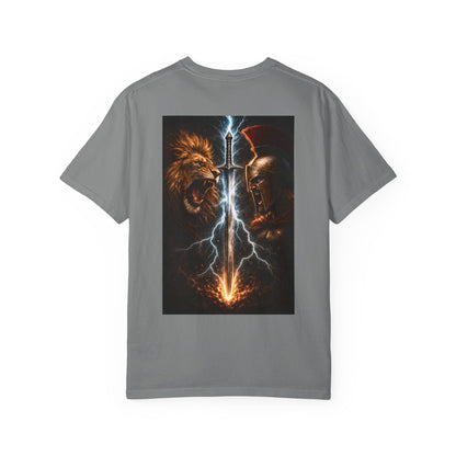 Lion vs Spartan Lightning Graphic T-Shirt