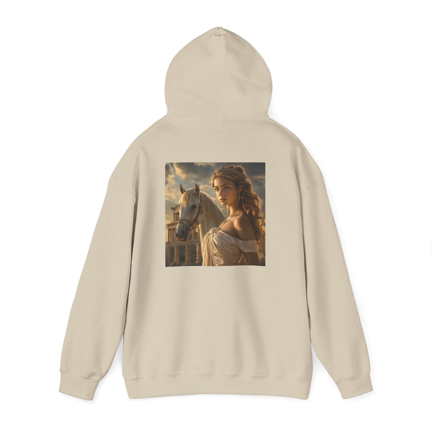 Grecian Muse Hoodie — Romantic Woman & Horse Print Pullover