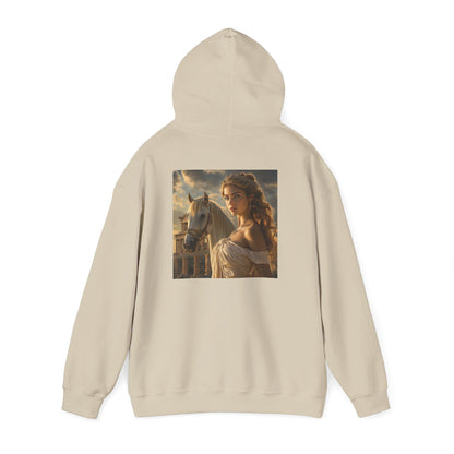 Grecian Muse Hoodie — Romantic Woman & Horse Print Pullover