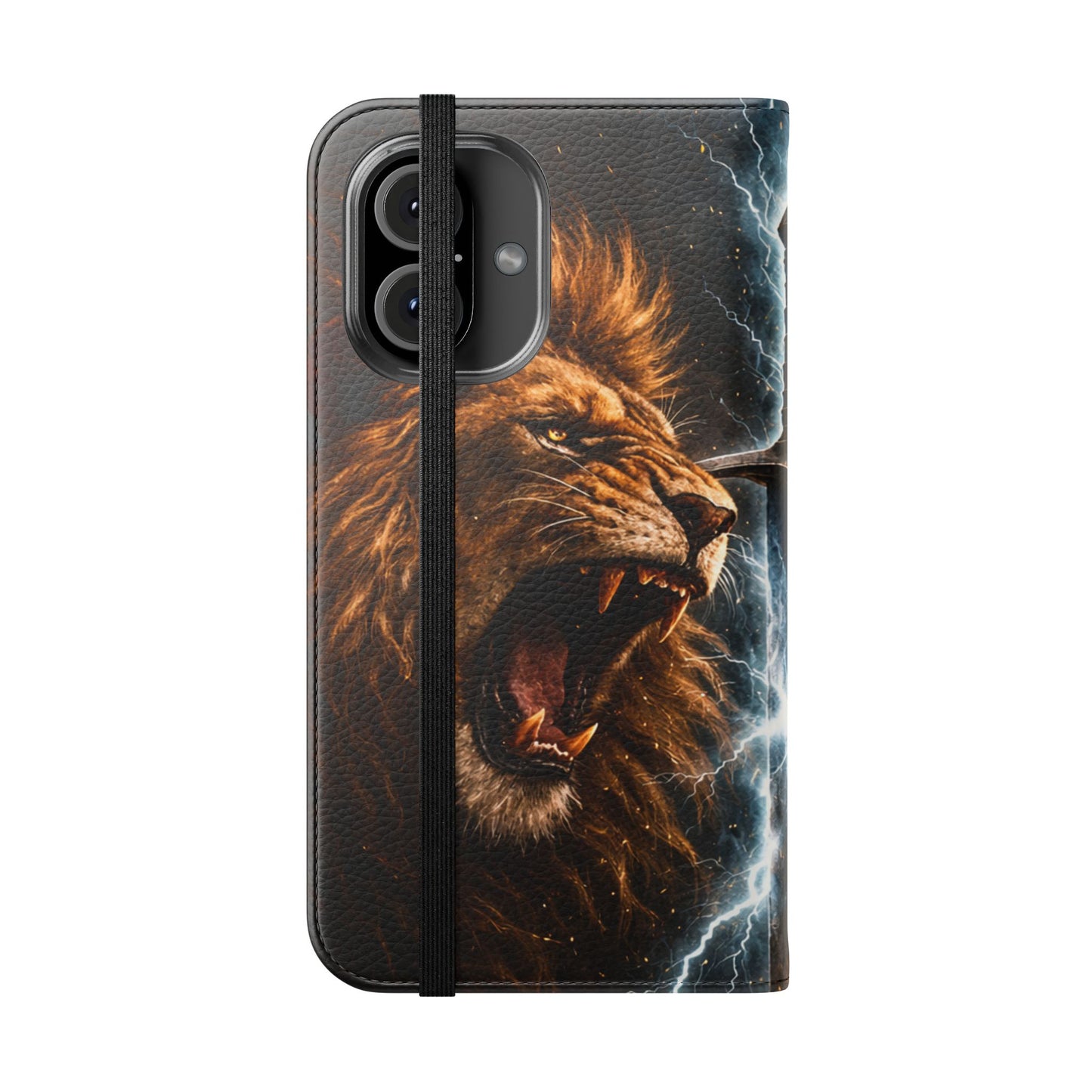 Warrior Lion & Spartan Helmet Flip Phone Case  Leather Folio Wallet Cover