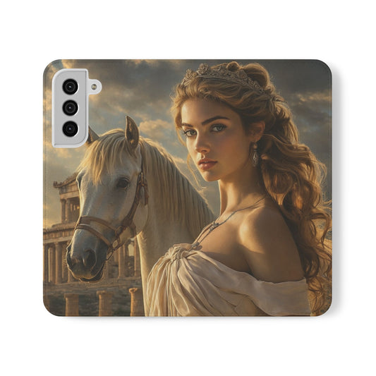 Roman Goddess Horse Portrait Flip Case — Vintage Mythic Phone Wallet