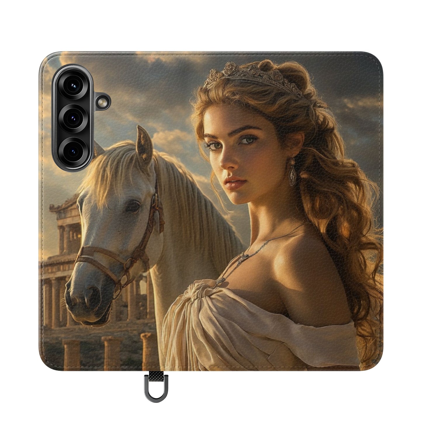 Roman Goddess Horse Portrait Flip Case — Vintage Mythic Phone Wallet