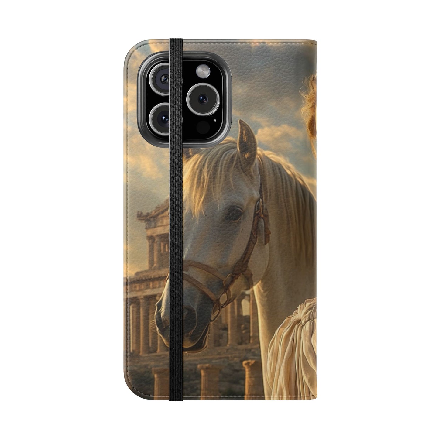 Roman Goddess Horse Portrait Flip Case — Vintage Mythic Phone Wallet