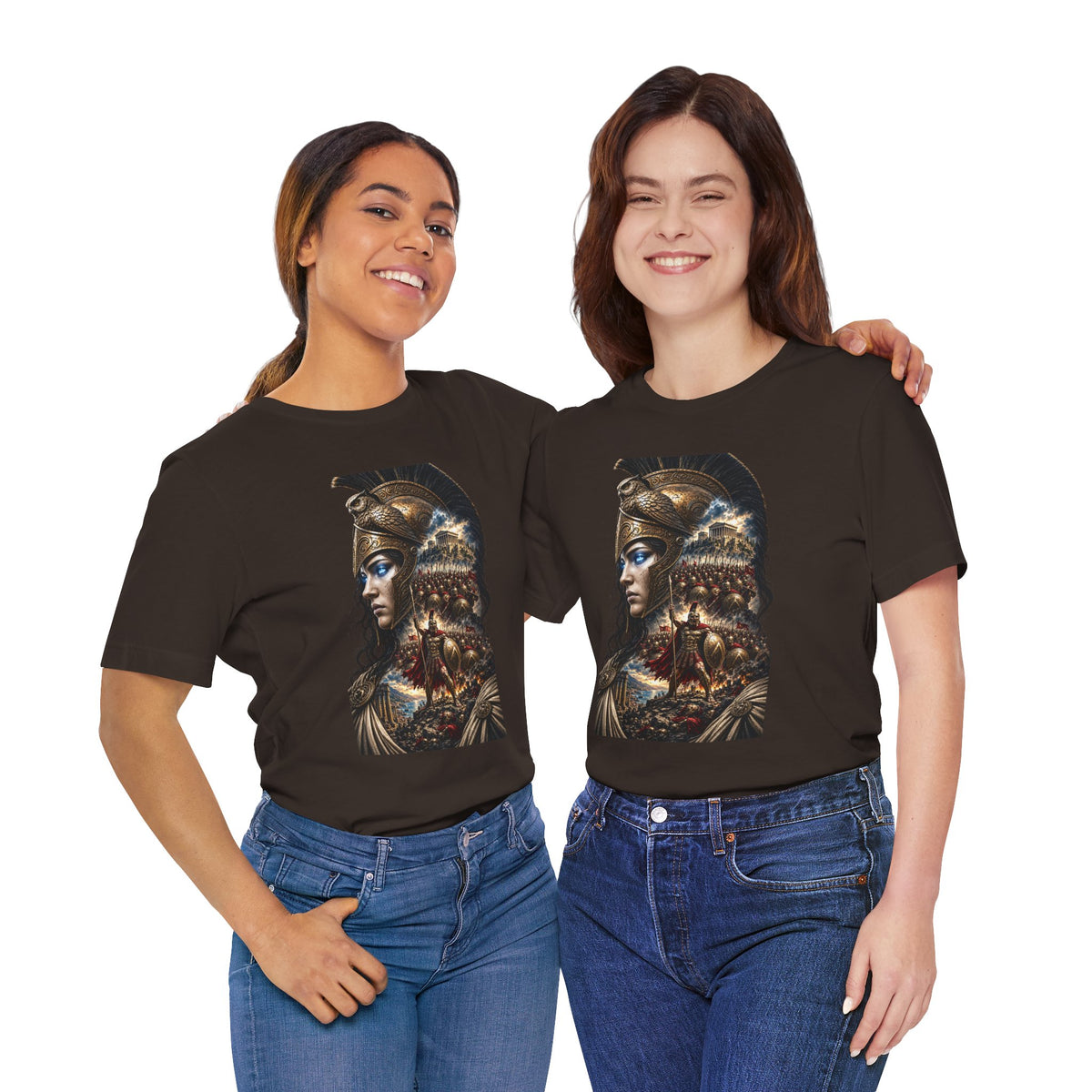 Spartan Warrior Graphic Tee — Mythic Helmet Portrait T‑Shirt
