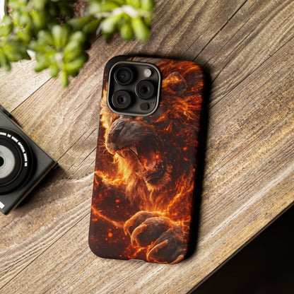 Fire Lion Phone Case — Fierce Flaming Lion Armor for Smartphones