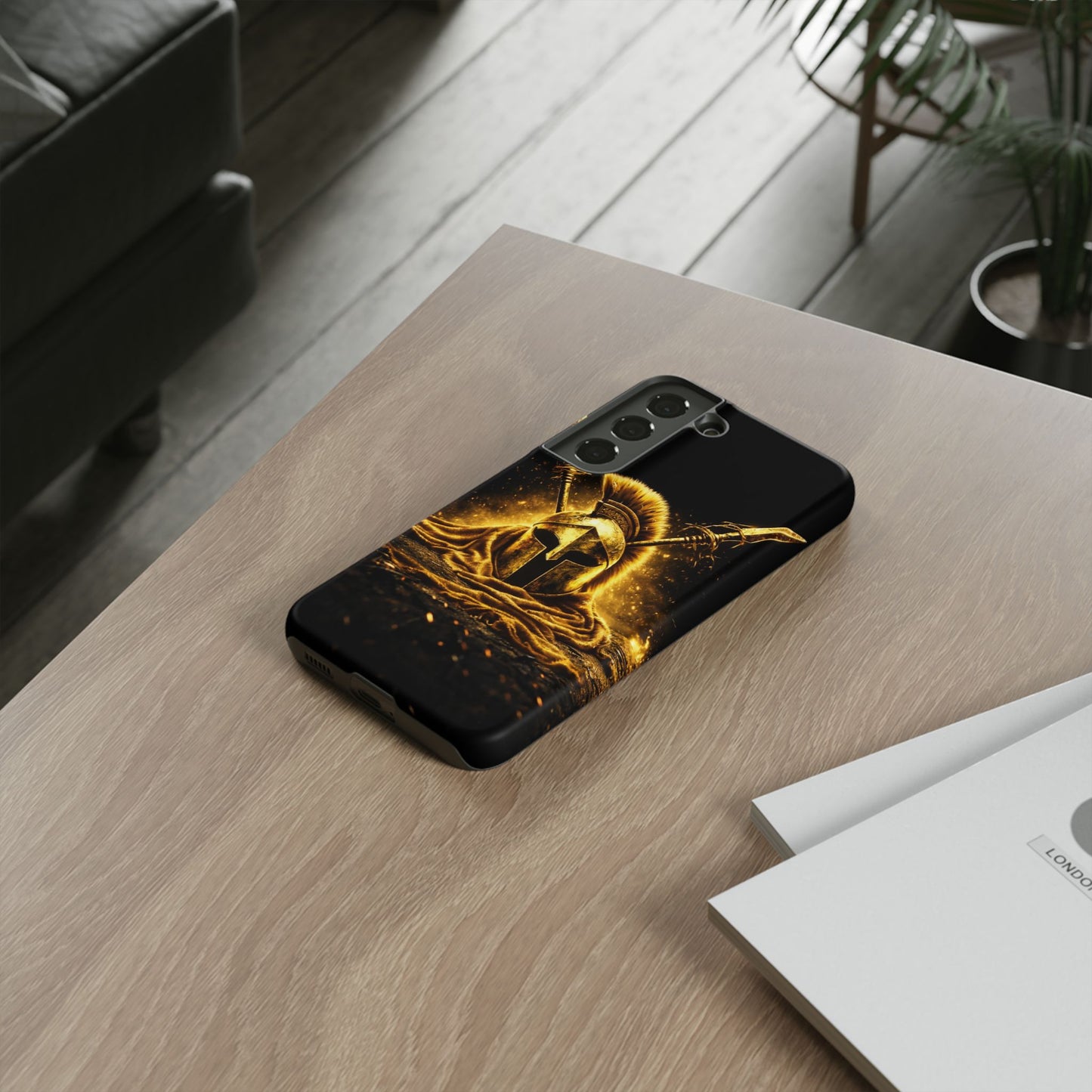 Spartan Helmet Gold Phone Case - Tough Warrior Armor Phone Cover