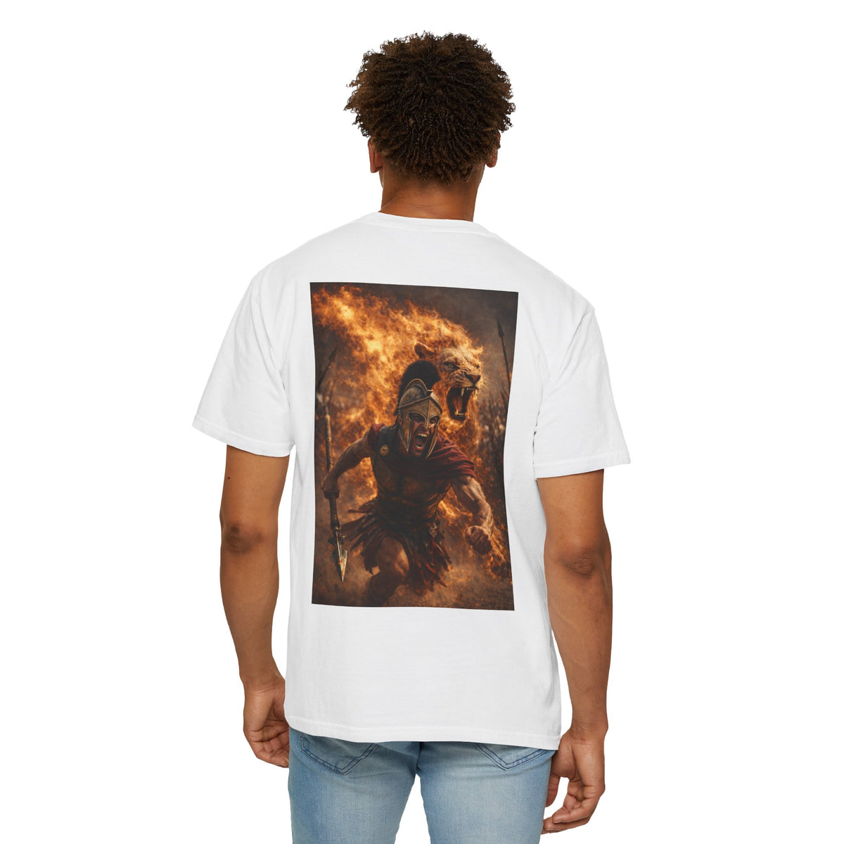 Spartan Warrior Flame Graphic T-Shirt