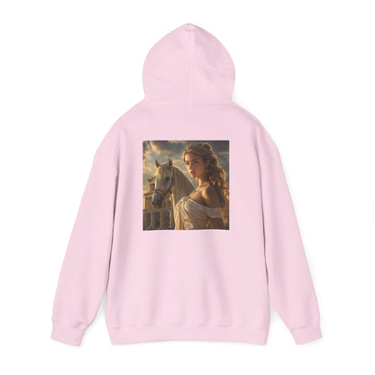 Grecian Muse Hoodie — Romantic Woman & Horse Print Pullover