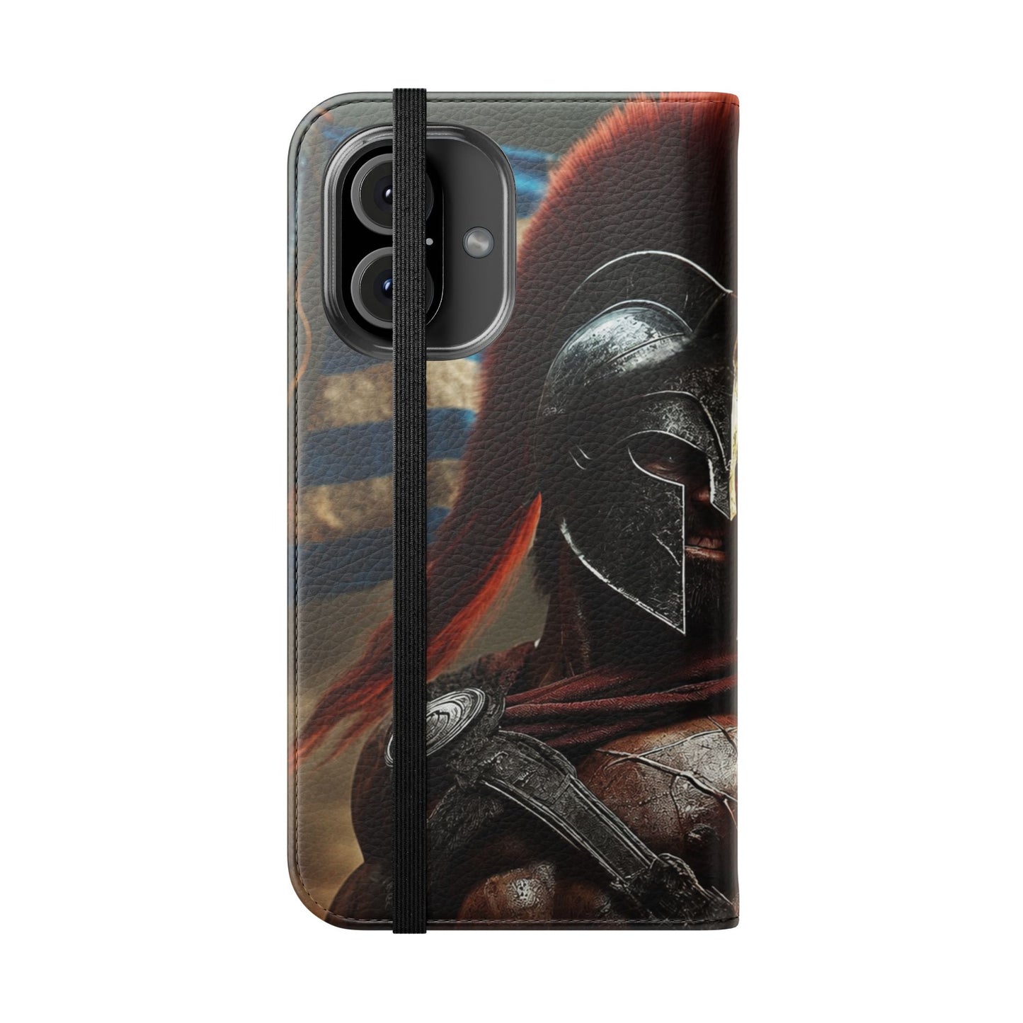 Spartan pride Flip Phone Case - Leather Wallet Flip Case with Greek Flag Design