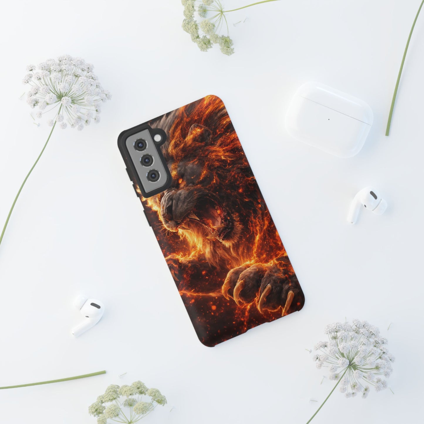 Fire Lion Phone Case — Fierce Flaming Lion Armor for Smartphones