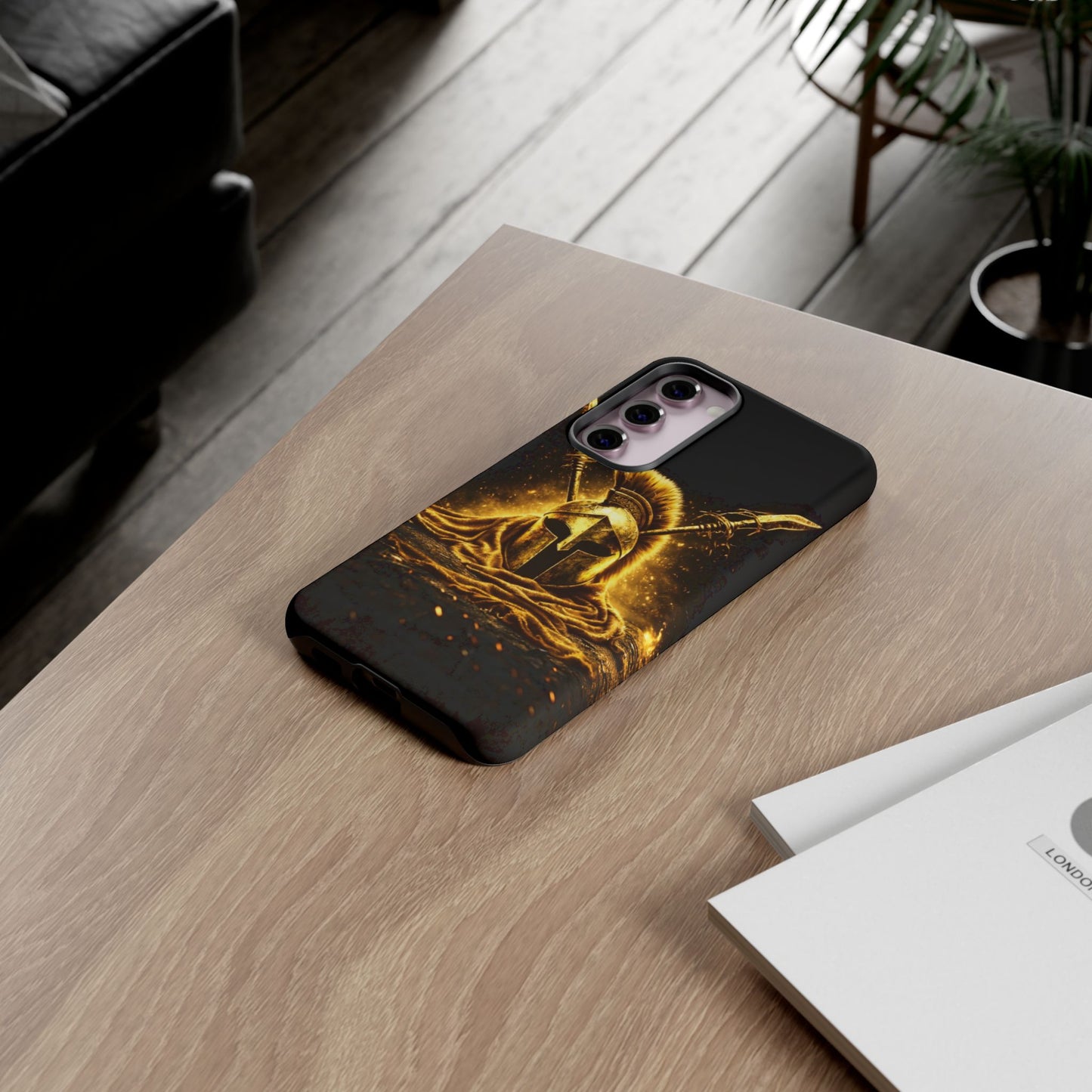Spartan Helmet Gold Phone Case - Tough Warrior Armor Phone Cover