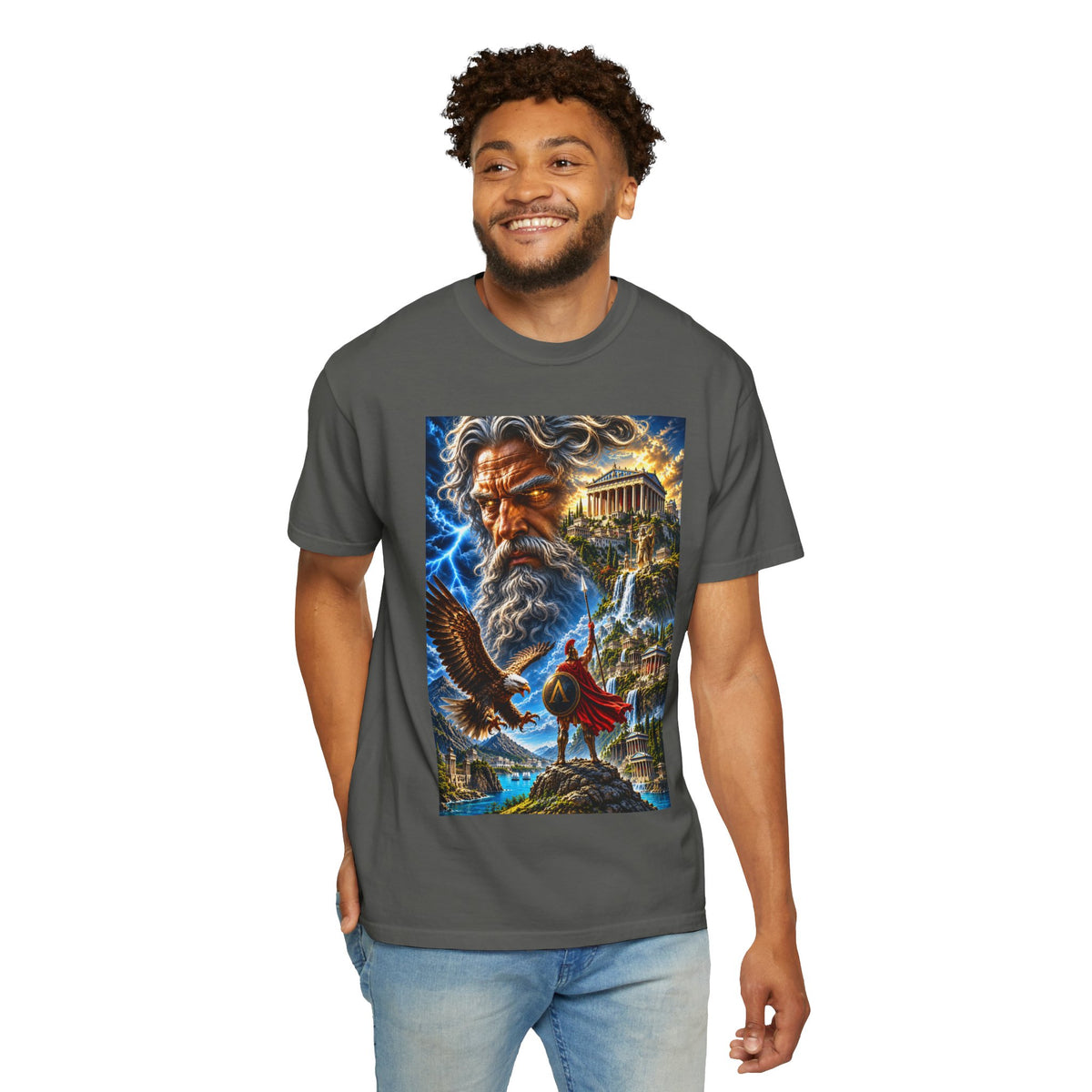 Greek Mythology T-Shirt — Zeus Lightning God Design
