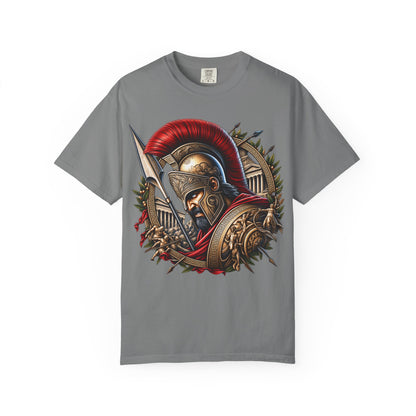 Spartan Warrior T-Shirt — Ancient Greek Helmet & Shield Graphic