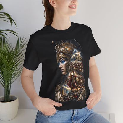 Spartan Warrior Graphic Tee — Mythic Helmet Portrait T‑Shirt