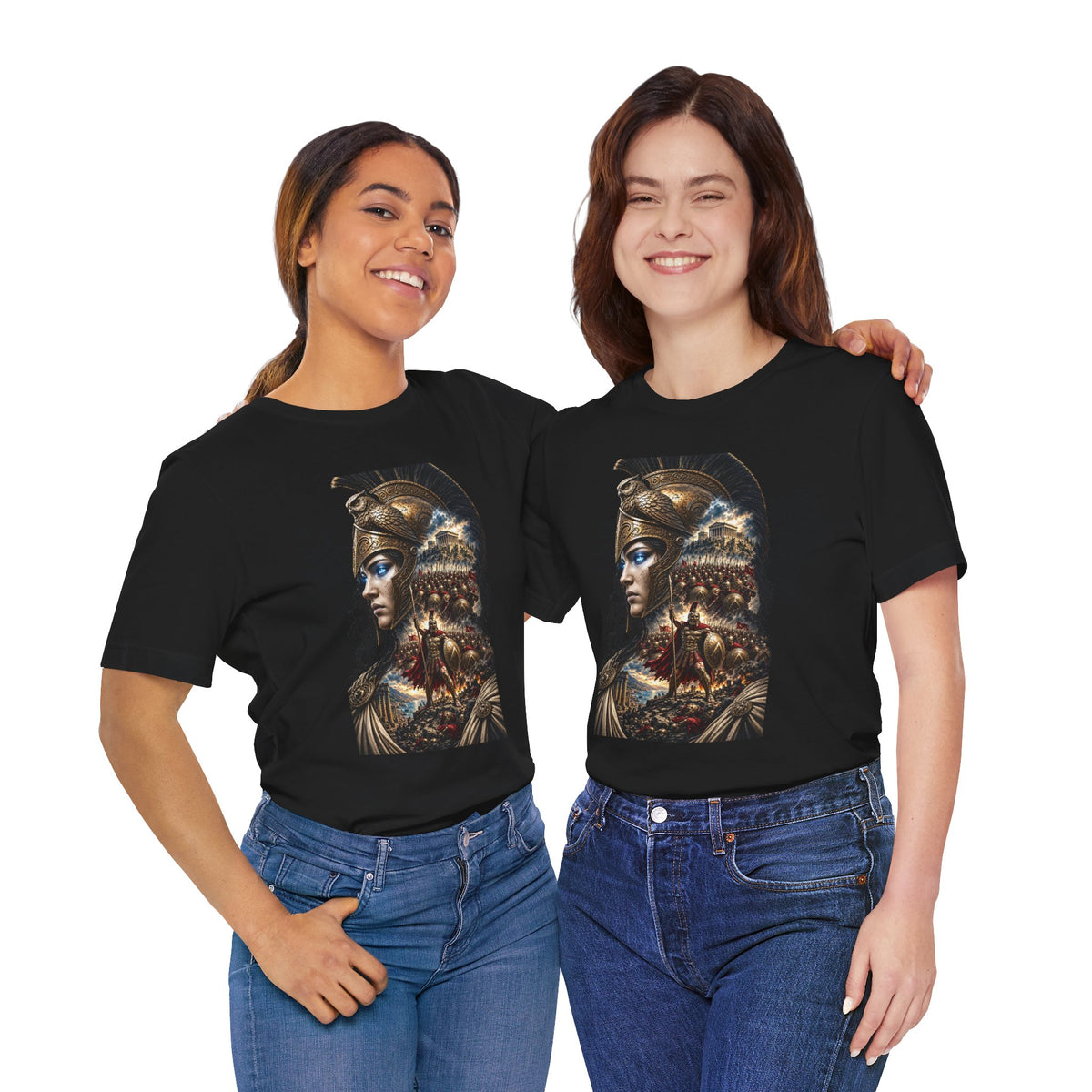 Spartan Warrior Graphic Tee — Mythic Helmet Portrait T‑Shirt