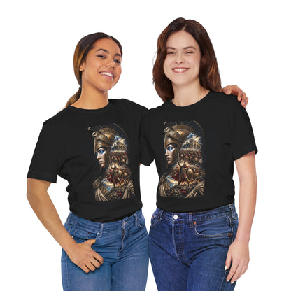 Spartan Warrior Graphic Tee — Mythic Helmet Portrait T‑Shirt