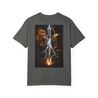 Lion vs Spartan Lightning Graphic T-Shirt