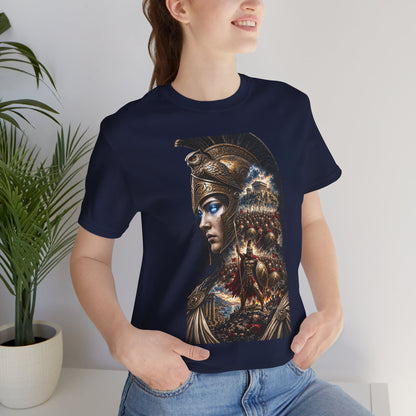 Spartan Warrior Graphic Tee — Mythic Helmet Portrait T‑Shirt