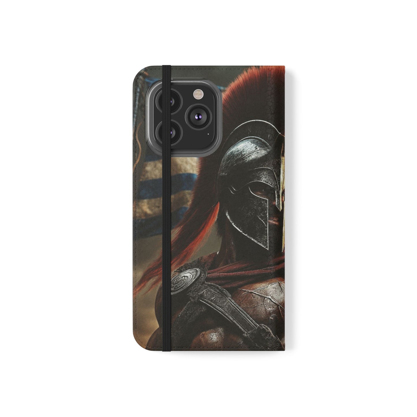 Spartan pride Flip Phone Case - Leather Wallet Flip Case with Greek Flag Design