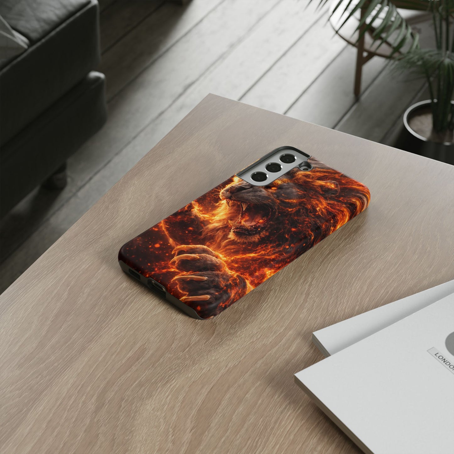 Fire Lion Phone Case — Fierce Flaming Lion Armor for Smartphones