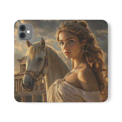 Roman Goddess Horse Portrait Flip Case — Vintage Mythic Phone Wallet