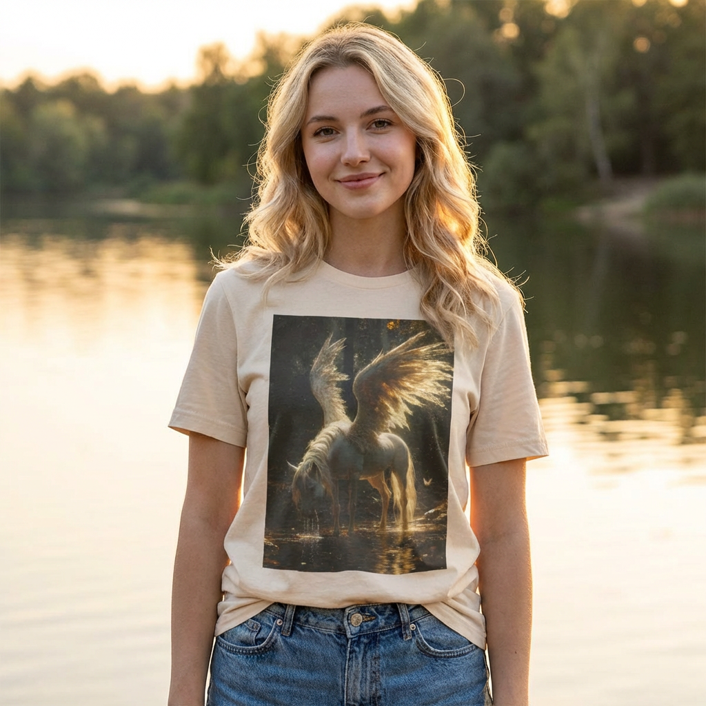 Pegasus Art Tee — Golden Winged Horse Graphic T-Shirt