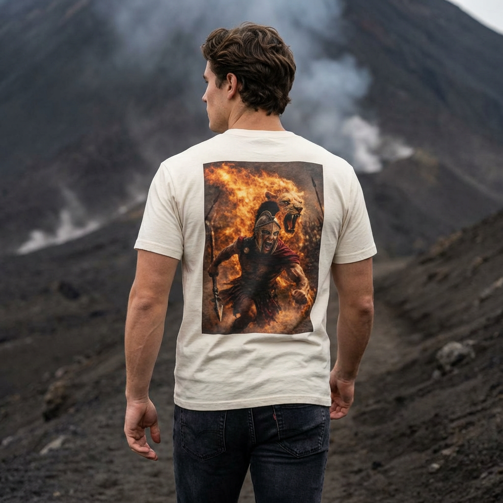Spartan Warrior Flame Graphic T-Shirt