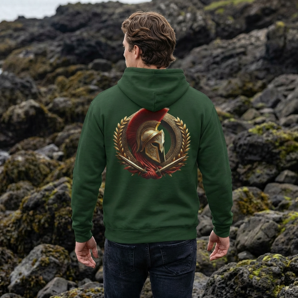 Leonidas of Sparta Hoodie – Spartan Helmet Crest Pullover