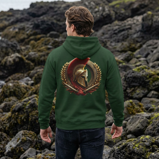 Leonidas of Sparta Hoodie – Spartan Helmet Crest Pullover