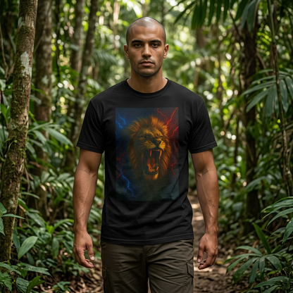 Roaring Lion Graphic T-Shirt — Electric Neon Mane Tee