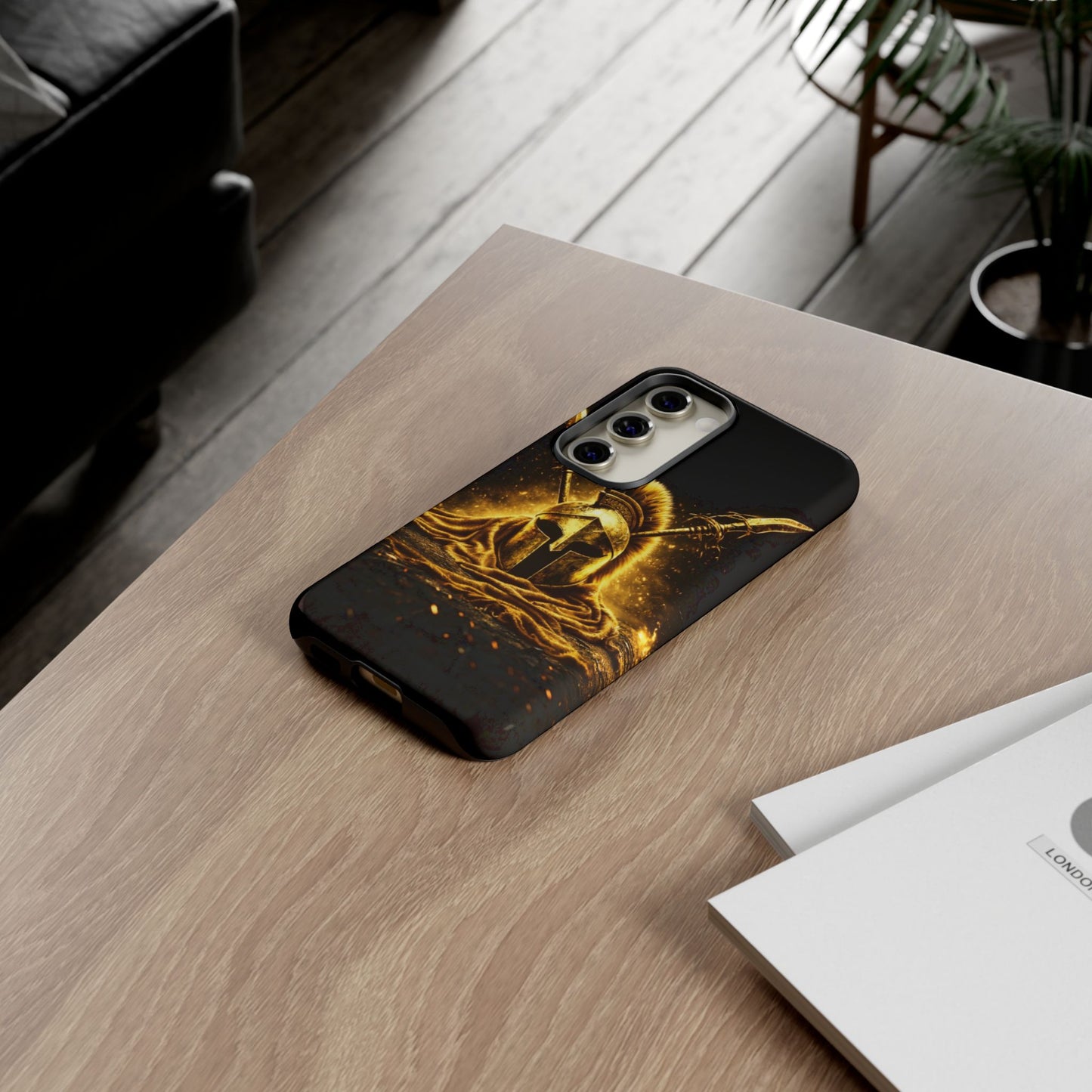 Spartan Helmet Gold Phone Case - Tough Warrior Armor Phone Cover