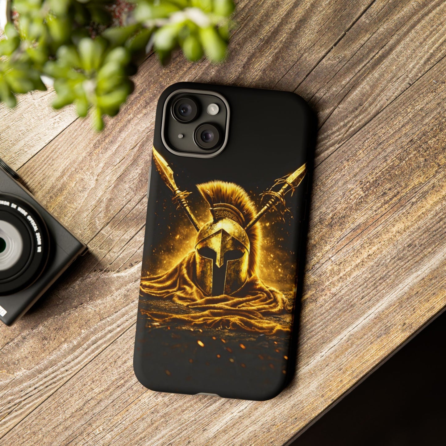 Spartan Helmet Gold Phone Case - Tough Warrior Armor Phone Cover