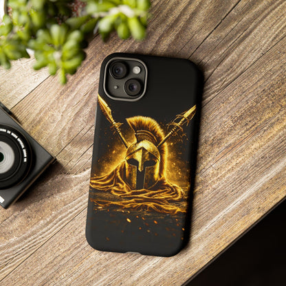 Spartan Helmet Gold Phone Case - Tough Warrior Armor Phone Cover
