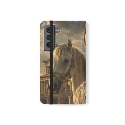 Roman Goddess Horse Portrait Flip Case — Vintage Mythic Phone Wallet